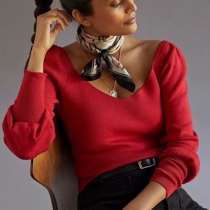 Anthropologie Sweetheart Puff Sleeve Sweater